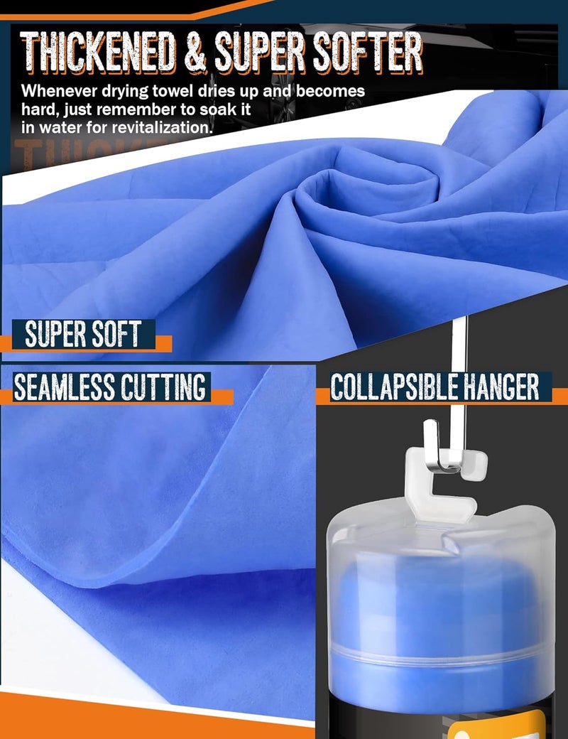 Idemeet Premium Absorbent Car Drying Chamois Cloth Shammy Towel, 26''x17'' Large, Reusable for Vehicle, Bathroom, Dust Remove, No Spots/Streak/Scratch, Blue - Image 2